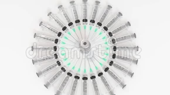 注射甲型肝炎疫苗和注射器概念医学三维动画视频的预览图