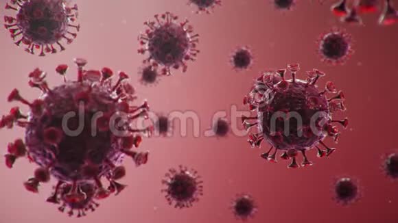 3D动画爆发冠状病毒的概念病毒背景病毒在人体内传播流行病流行病视频的预览图