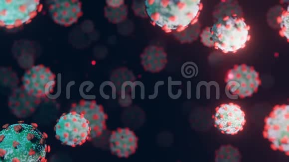 病毒病毒细胞在显微镜下漂浮在具有黑暗背景的液体中病原体爆发细菌和病毒疾病视频的预览图
