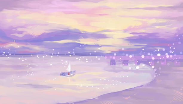 浪漫紫色海港图片素材免费下载
