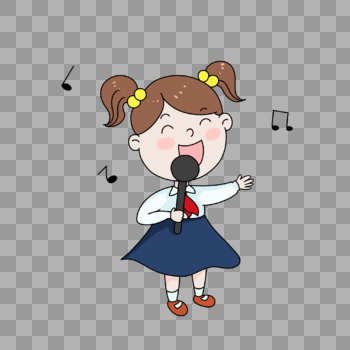 唱歌的女孩卡通图片素材免费下载