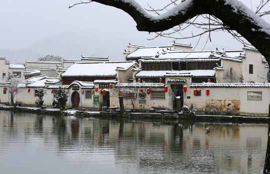宏村冬天景色图片素材免费下载