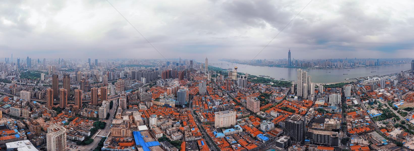 登高俯瞰武汉汉口繁华老城区长图图片素材免费下载