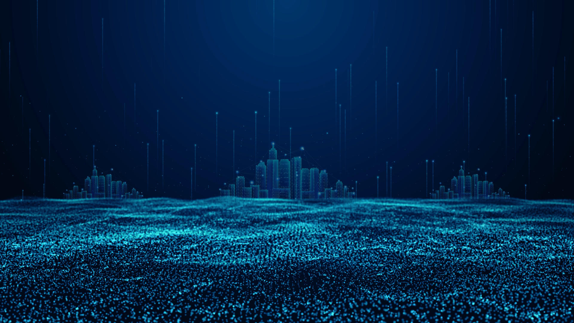 4k蓝色科技城市粒子背景视频的预览图