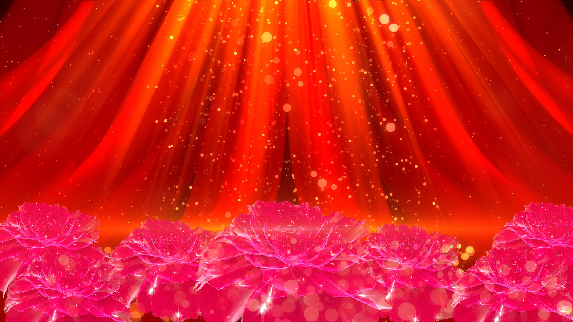 大气党政节日牡丹花歌曲舞蹈LED背景视频4k视频的预览图