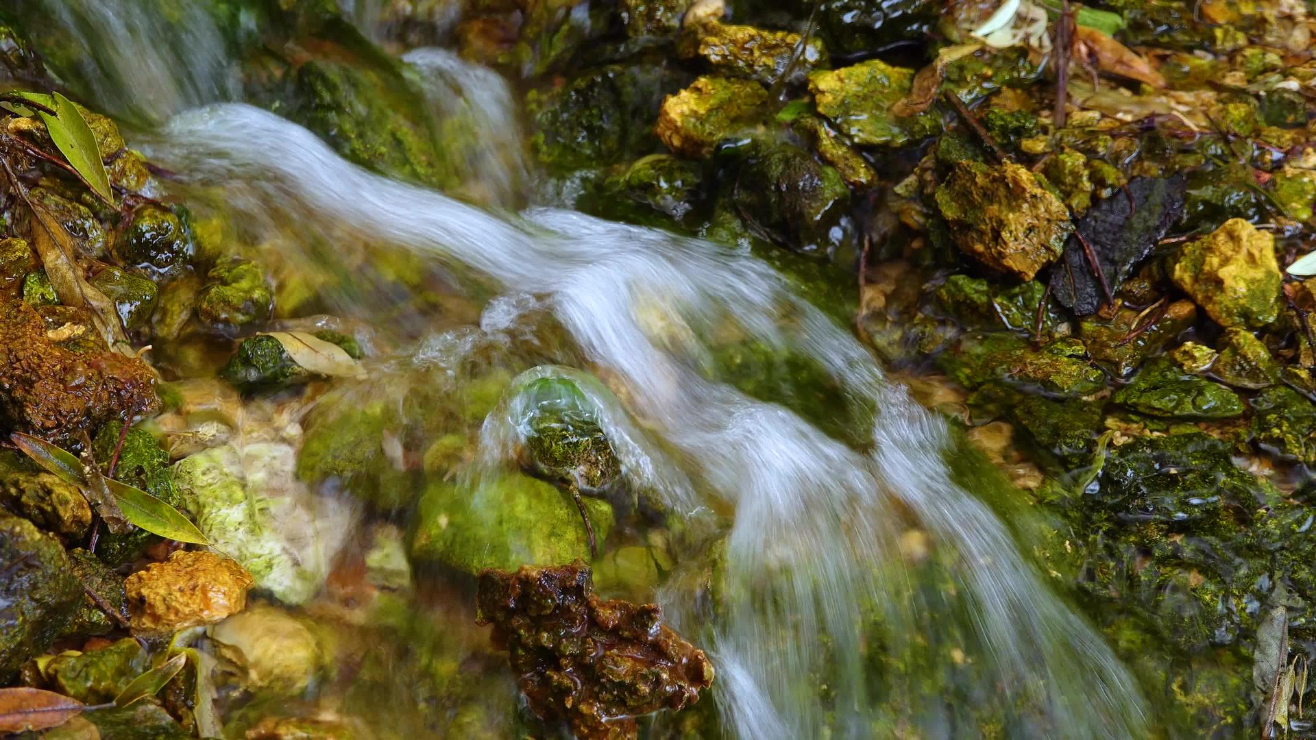 从小瀑布泉流出的淡水迅速流出UKAINE视频的预览图