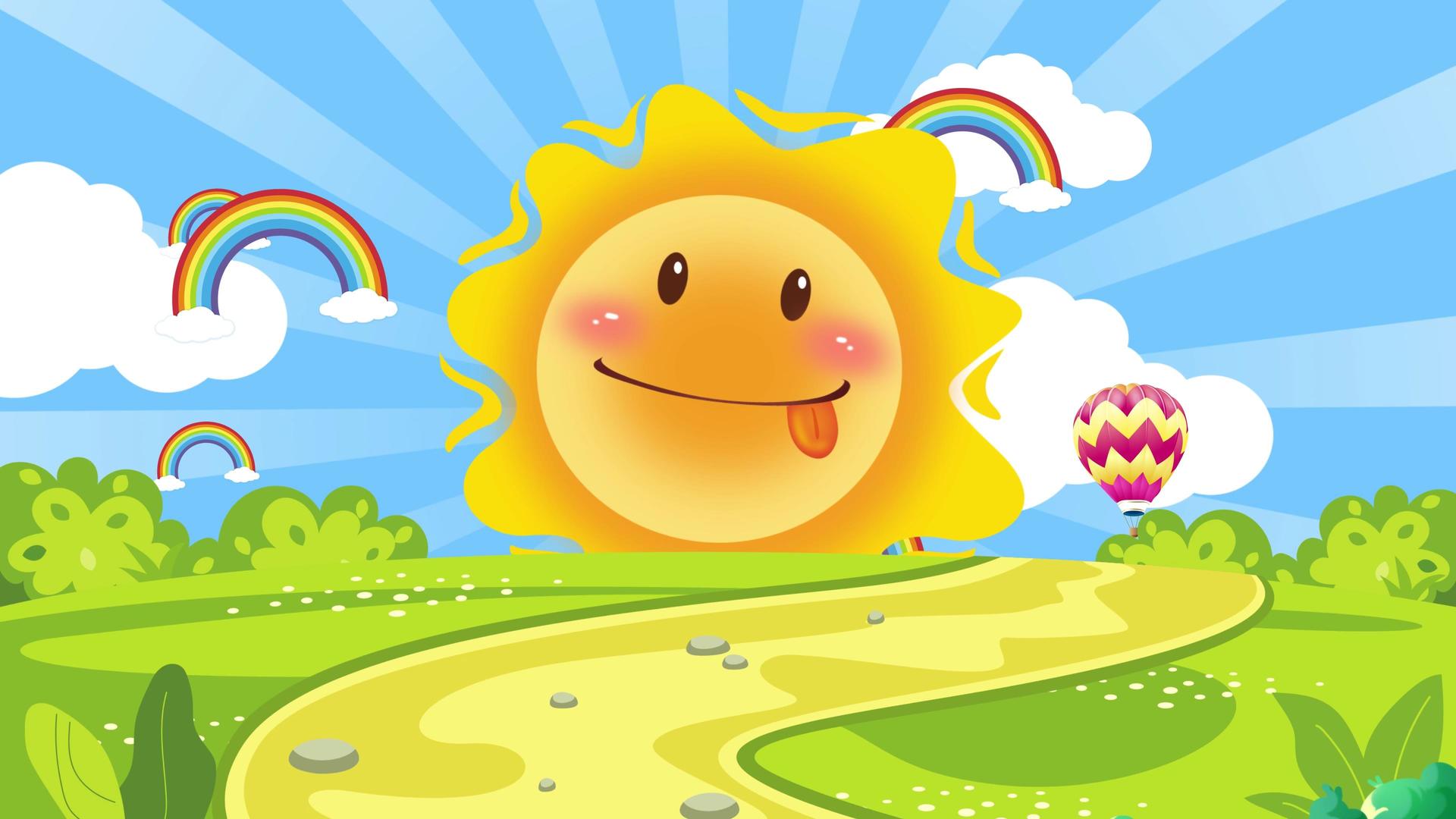 4K可爱儿童卡通动态太阳背景视频视频的预览图