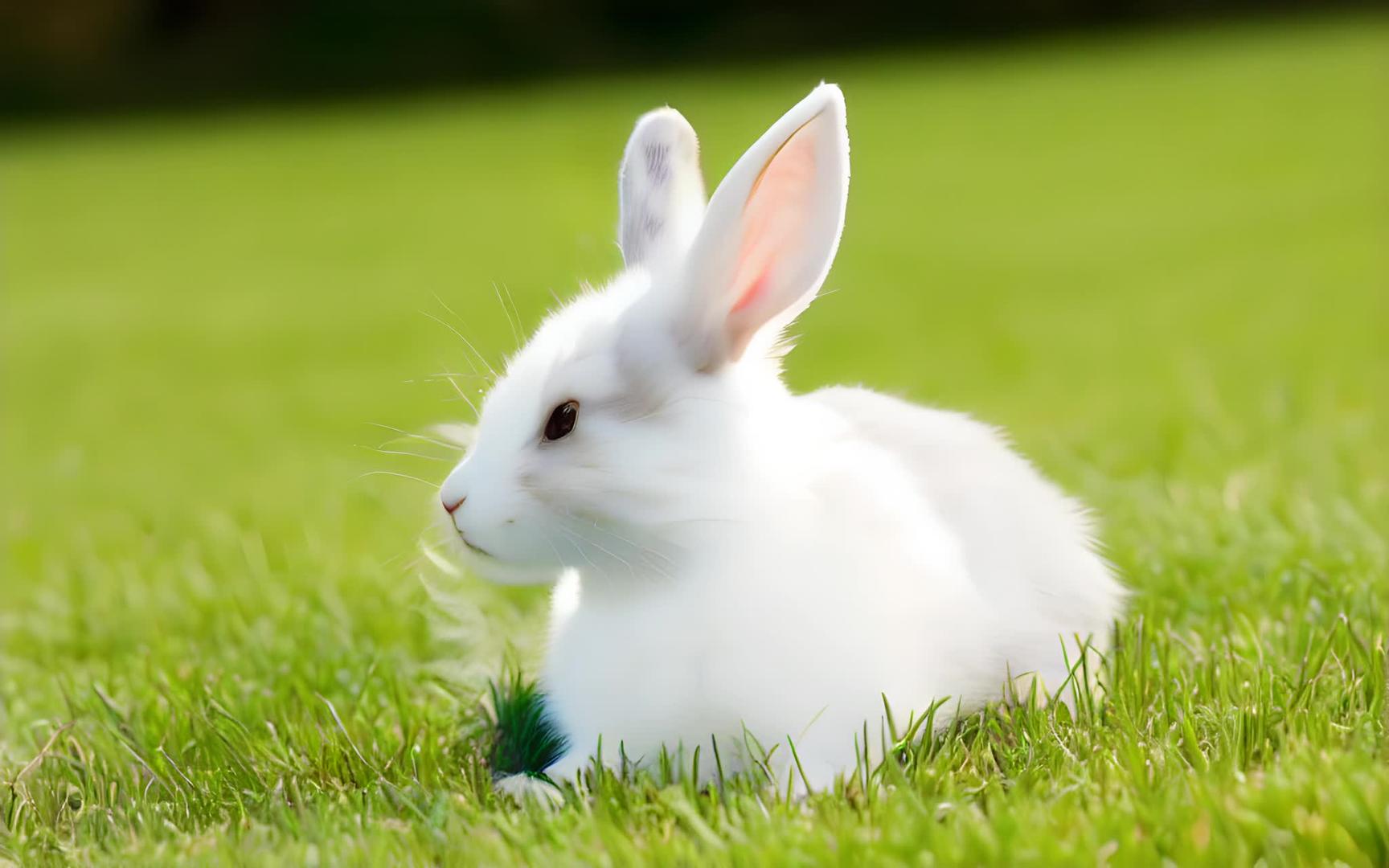一只兔子坐在草地上视频的预览图