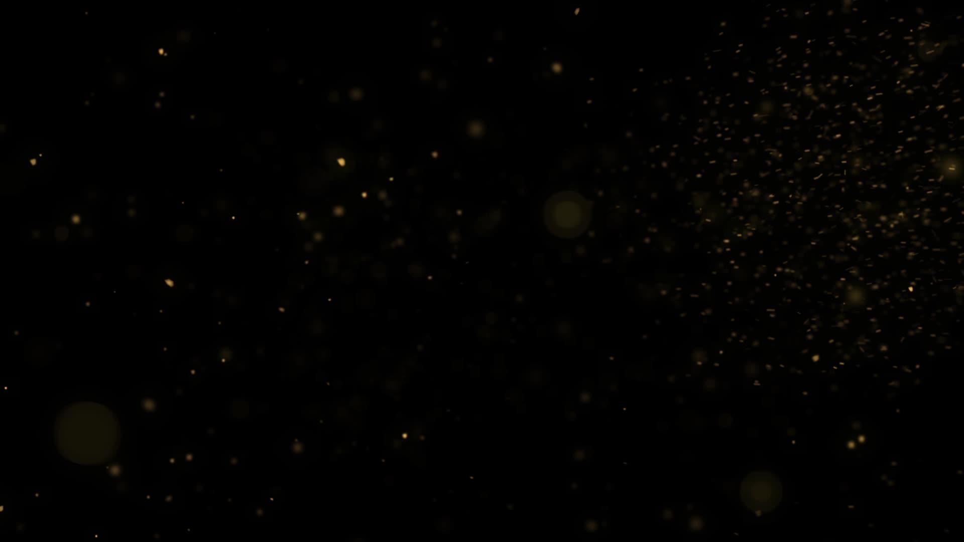黑色背景表面的金色细粉尘颗粒动画V视频的预览图