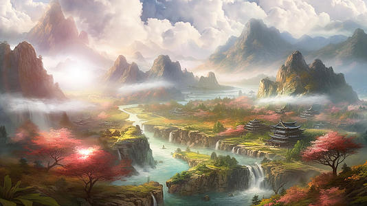 中国古代春色背景视频的预览图