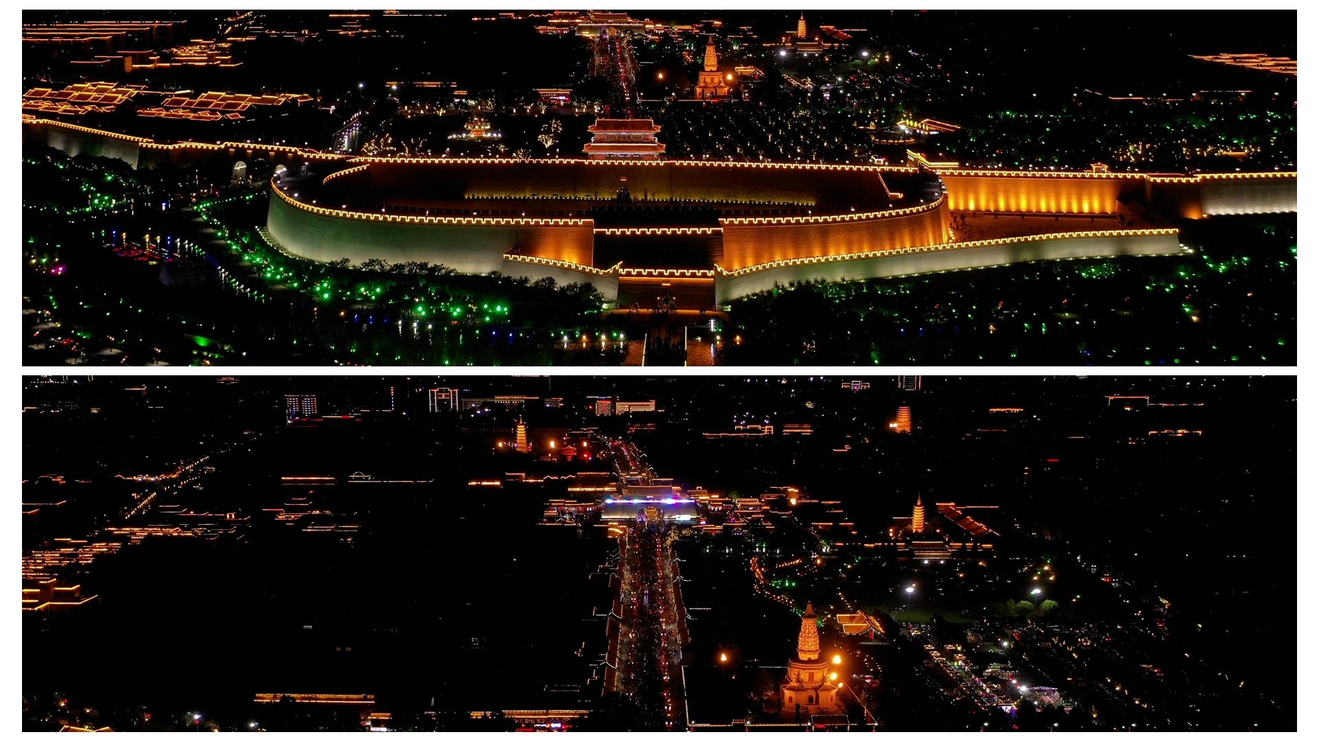 4K航拍正定古城夜景视频的预览图