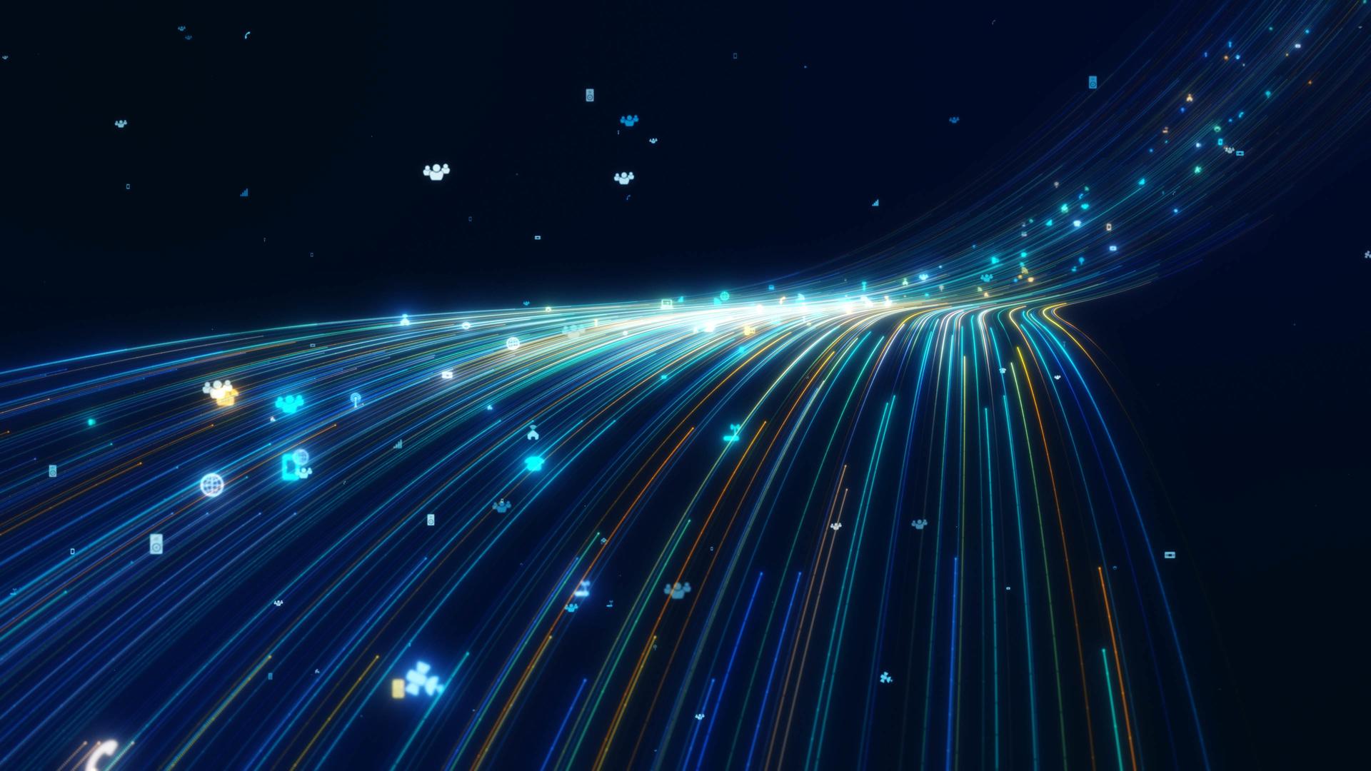 炫耀科技光线粒子数字流光扭曲背景动画视频的预览图