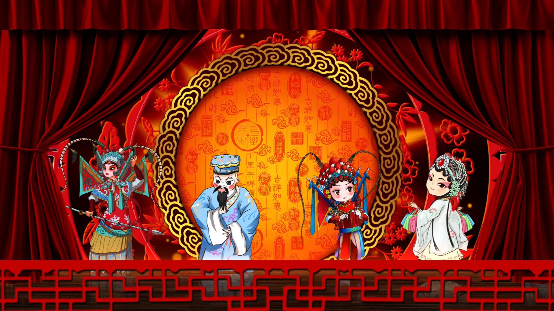 中国戏曲舞台背景视频的预览图