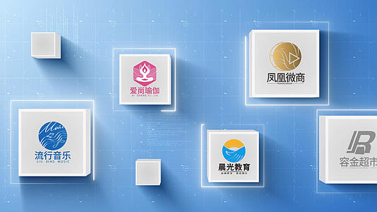 蓝色立体科技感LOGO墙展示AE模板视频的预览图