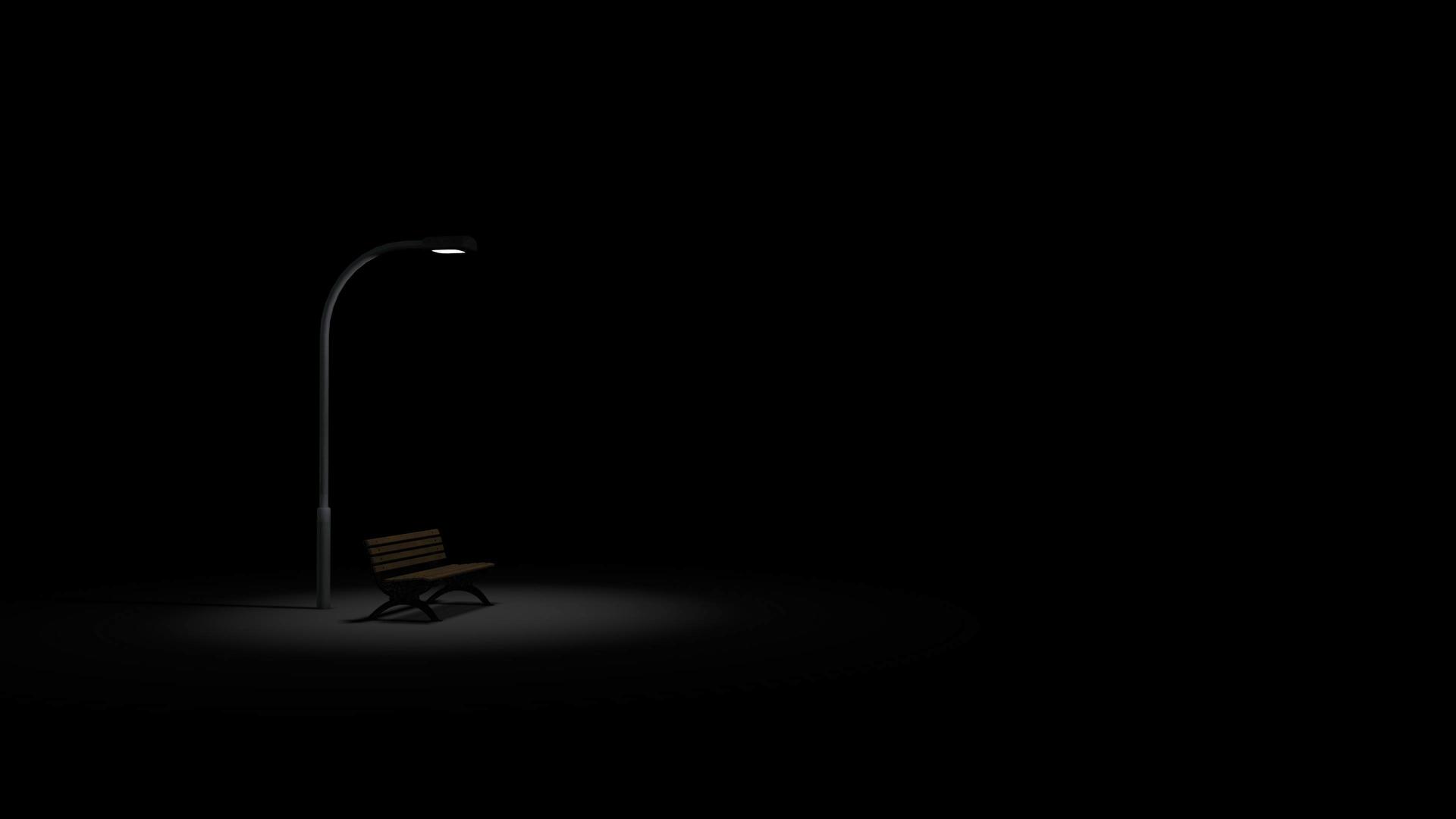 黑色路灯长椅夜晚孤单背景视频4k视频的预览图