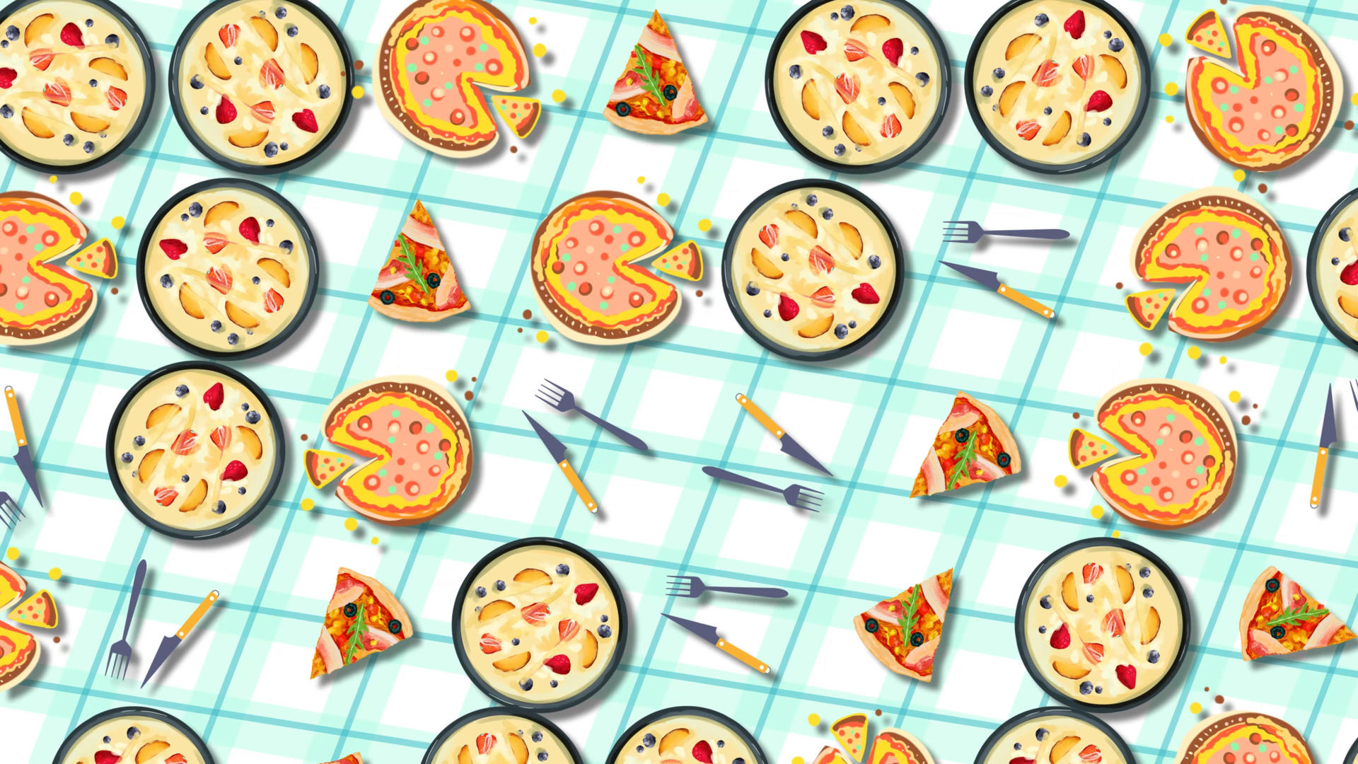 4k卡通披萨美食清新背景视频的预览图