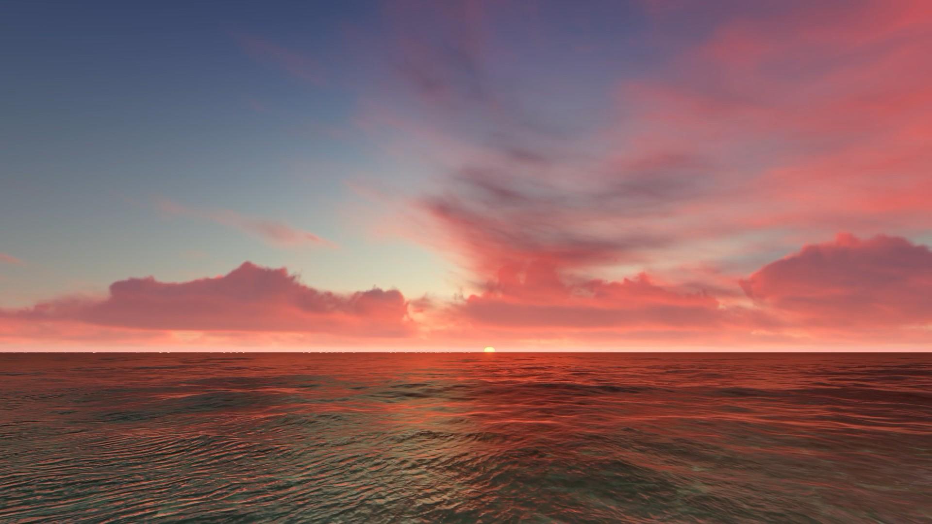 蓝天唯美清澈大海火烧云视频的预览图