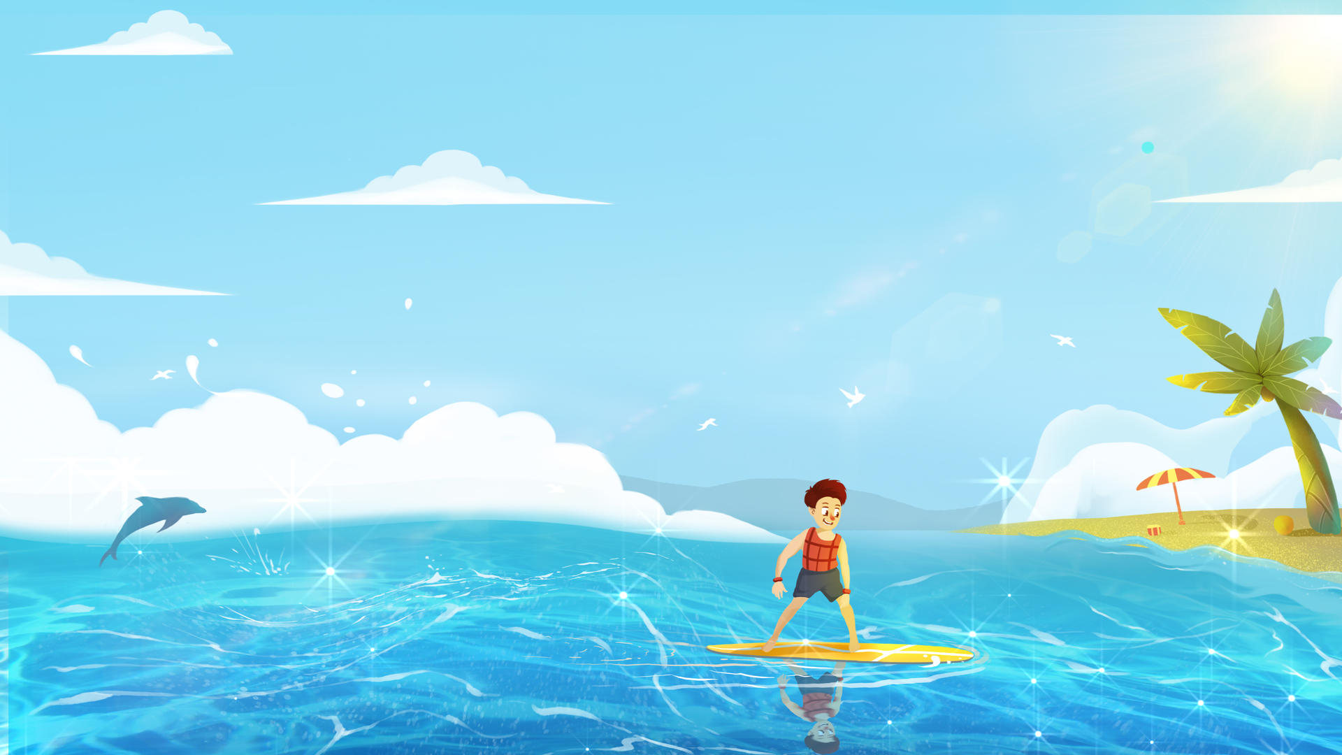 儿童海边冲浪背景视频的预览图