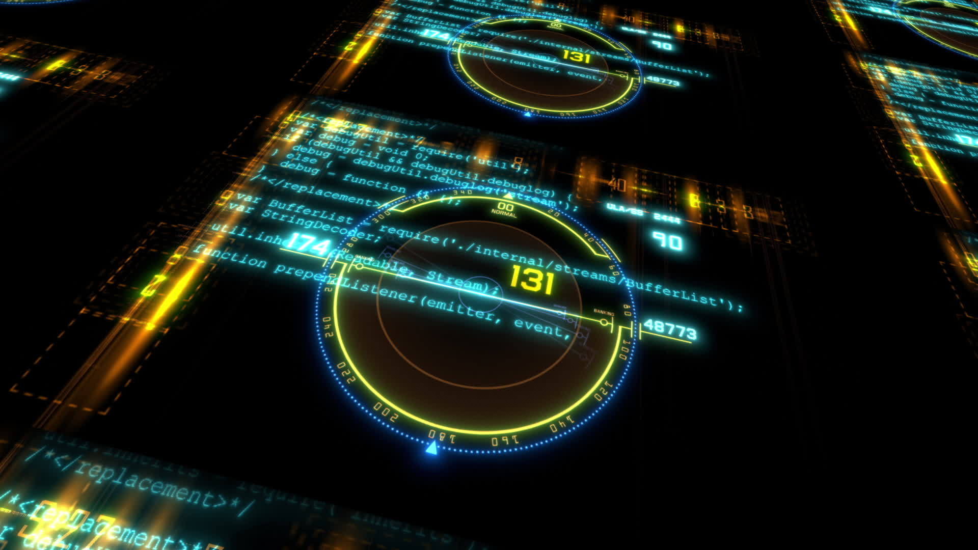 科技背景和运行代码文本的虚构界面Scife网络空间视频的预览图
