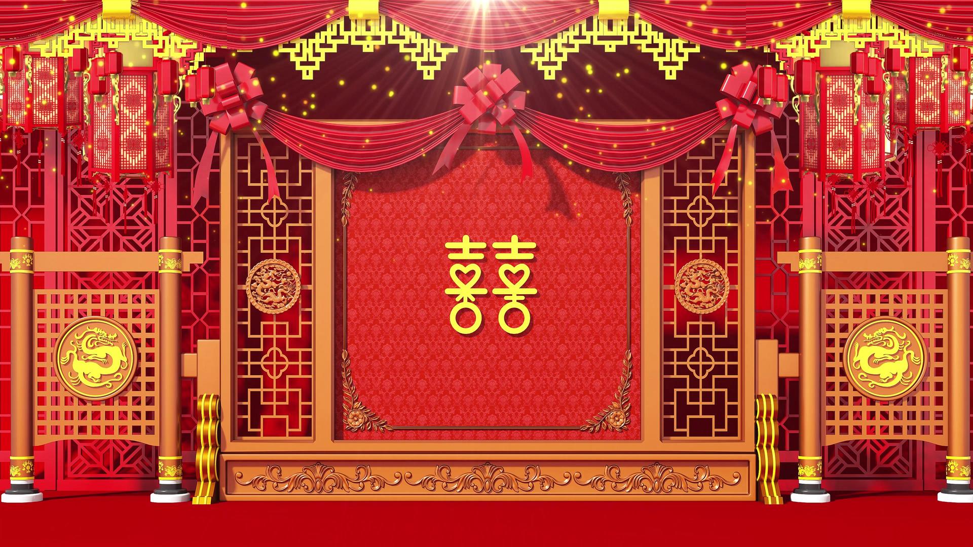 中式婚礼背景4K视频的预览图