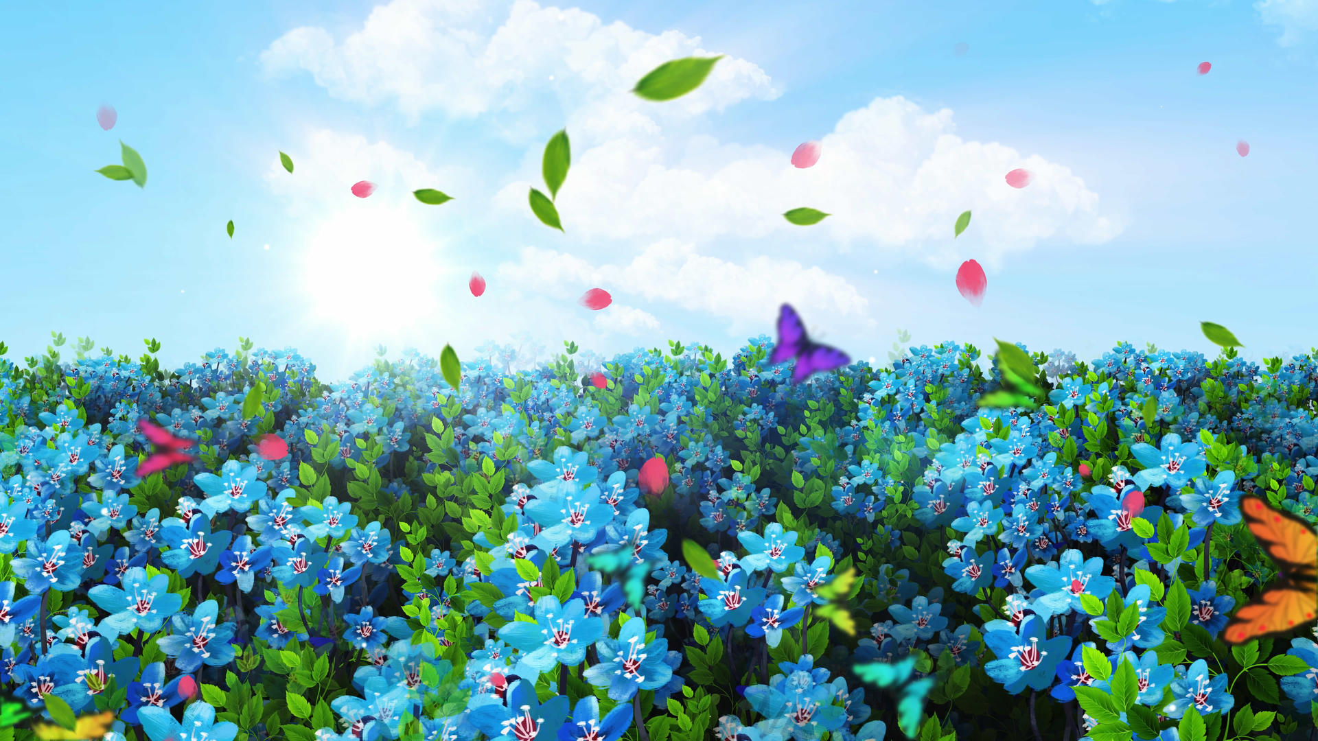 4K唯美的蓝色鲜花背景素材视频的预览图