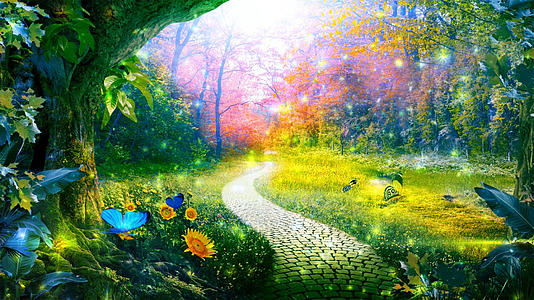梦幻仙境森林风景动画合成背景视频的预览图
