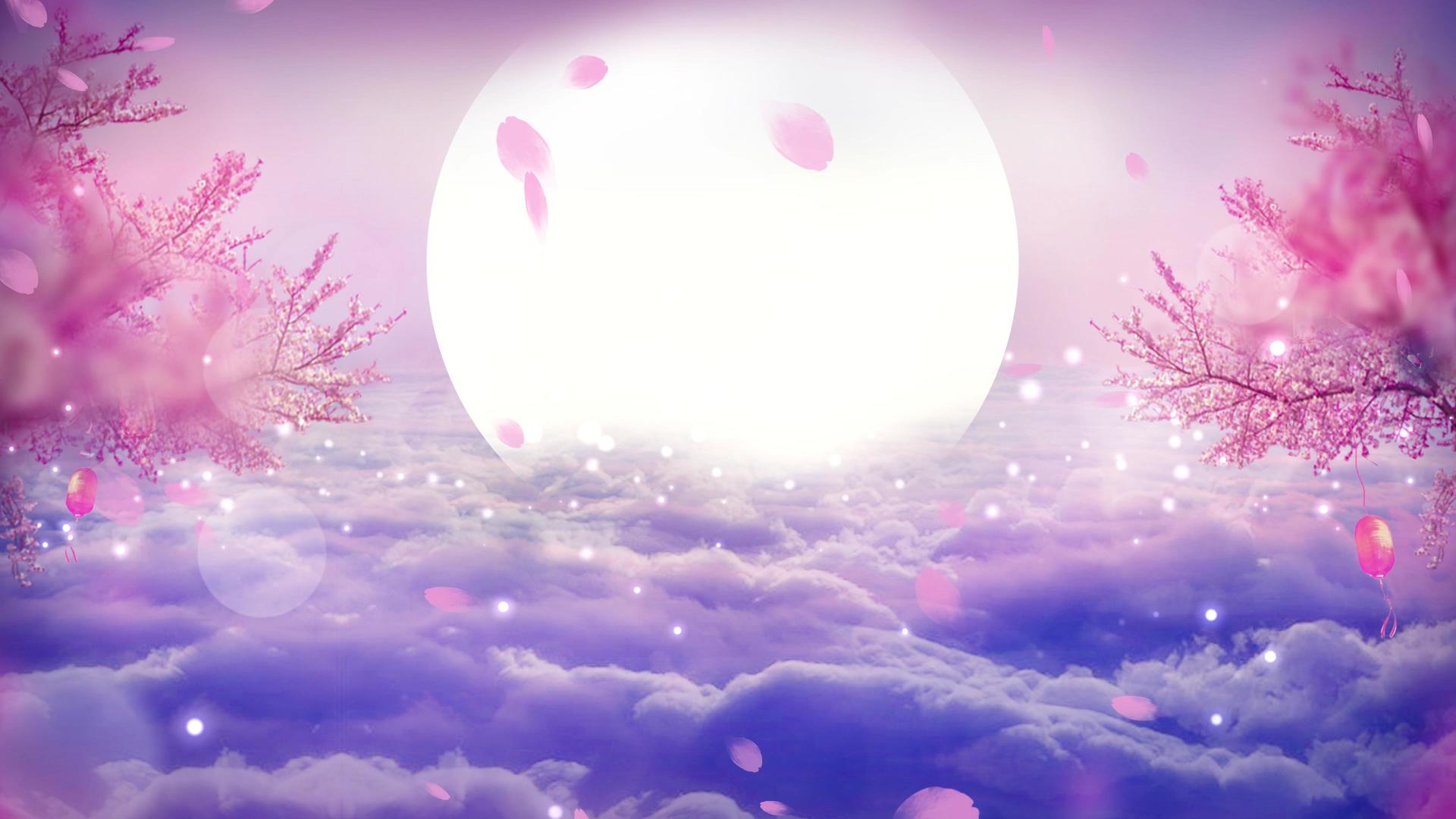 4K梦幻唯美粉色动态云端月亮背景视频视频的预览图