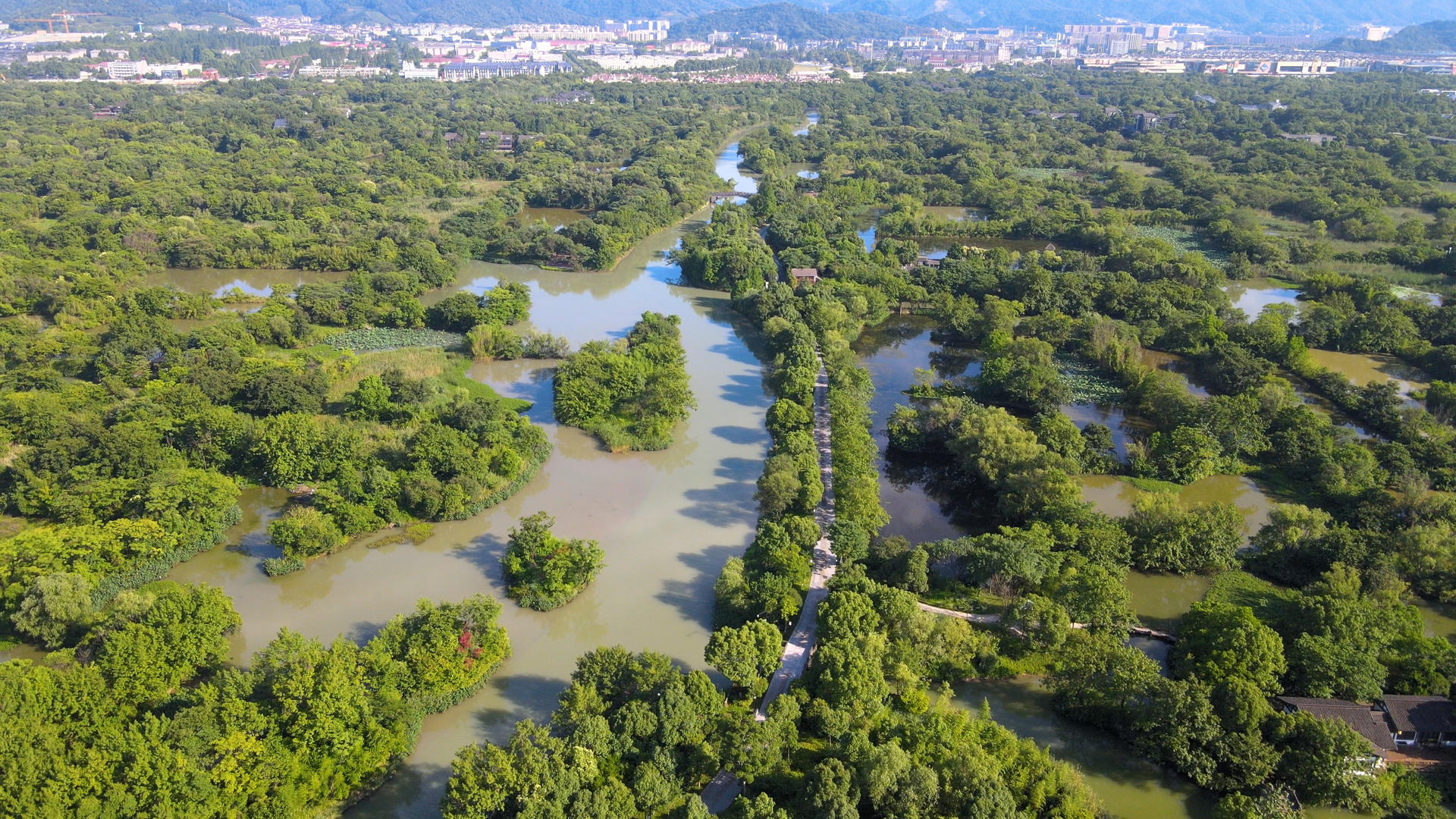 杭州5A风景区西溪湿地西区航拍4K视频的预览图