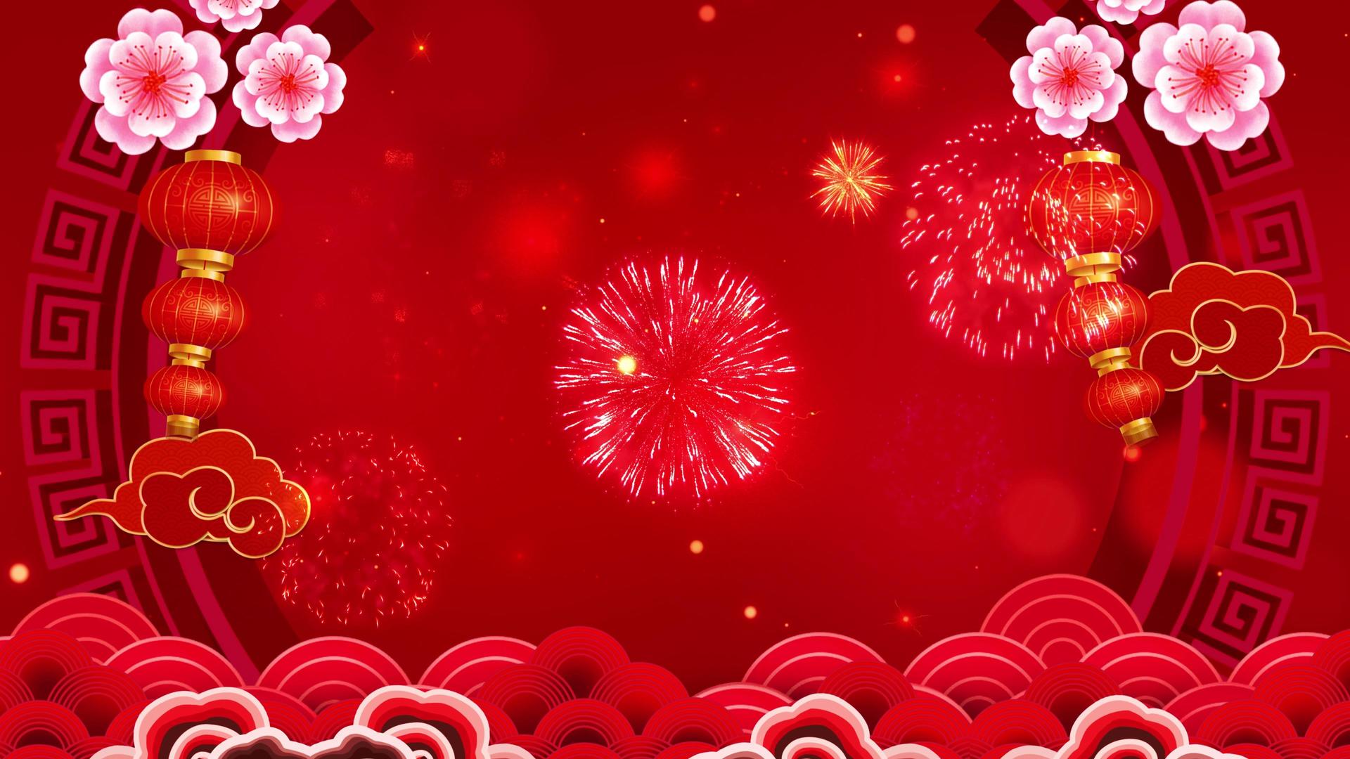 红色4k喜庆新春动态循环背景视频视频的预览图