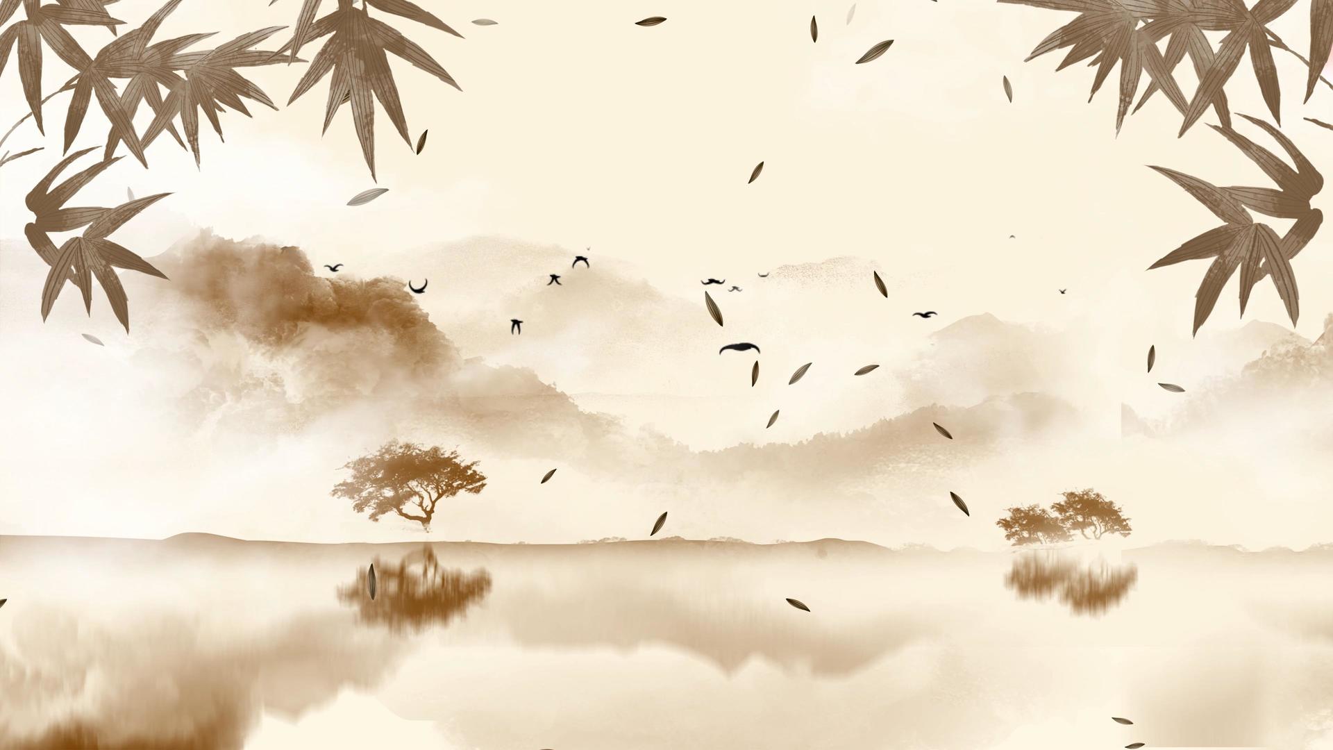 中国风水墨山水云雾飘动古风视频背景动画视频的预览图