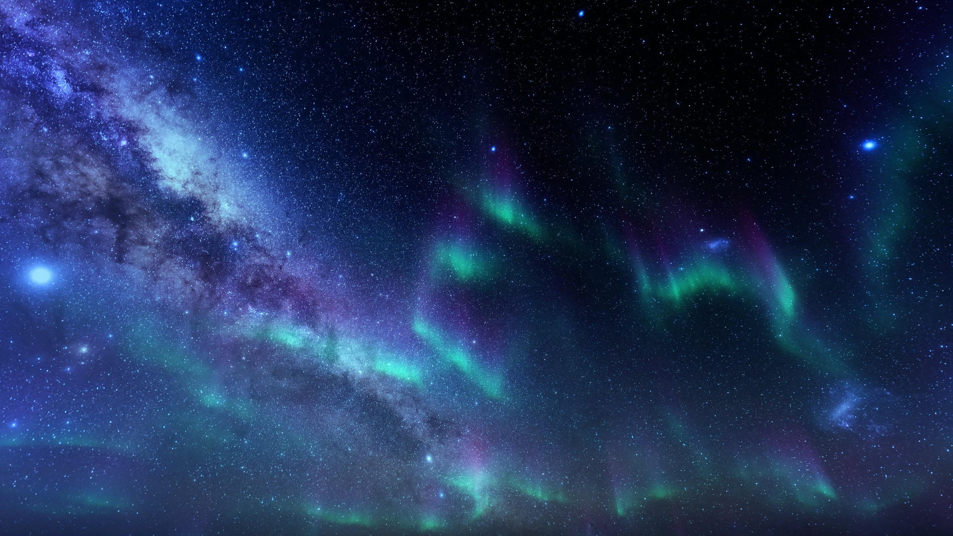 美丽的北光照耀着星空4000天视频的预览图