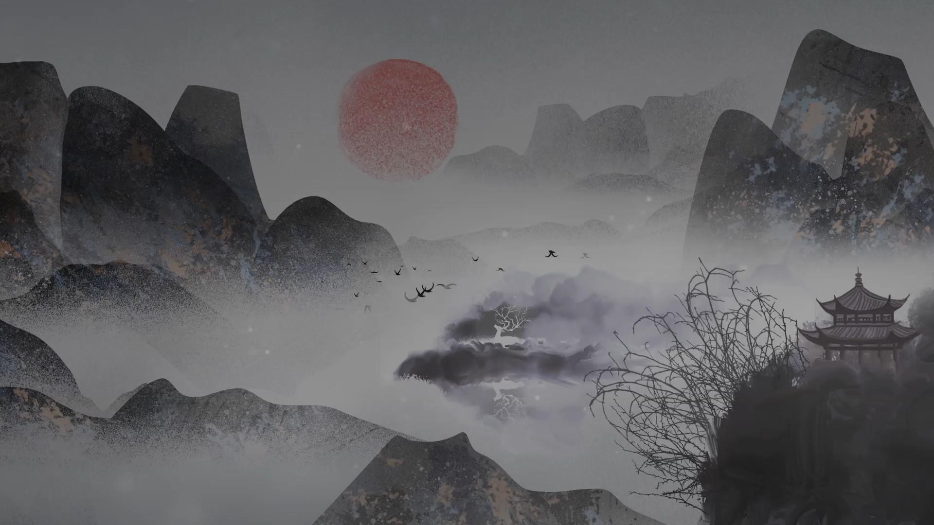 麋鹿中国风背景视频的预览图