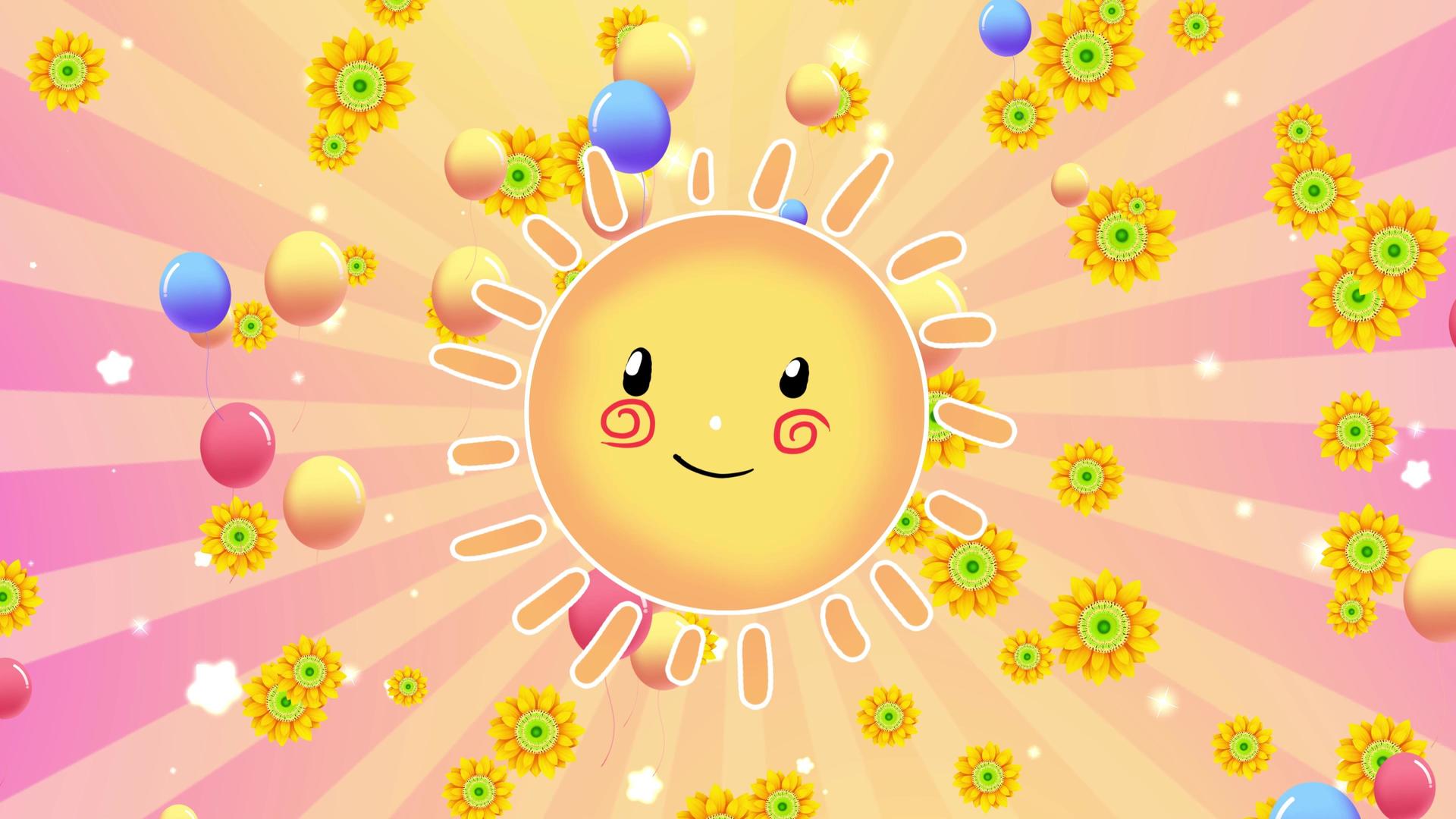 4K动态卡通太阳旋转向日葵下落背景视频视频的预览图