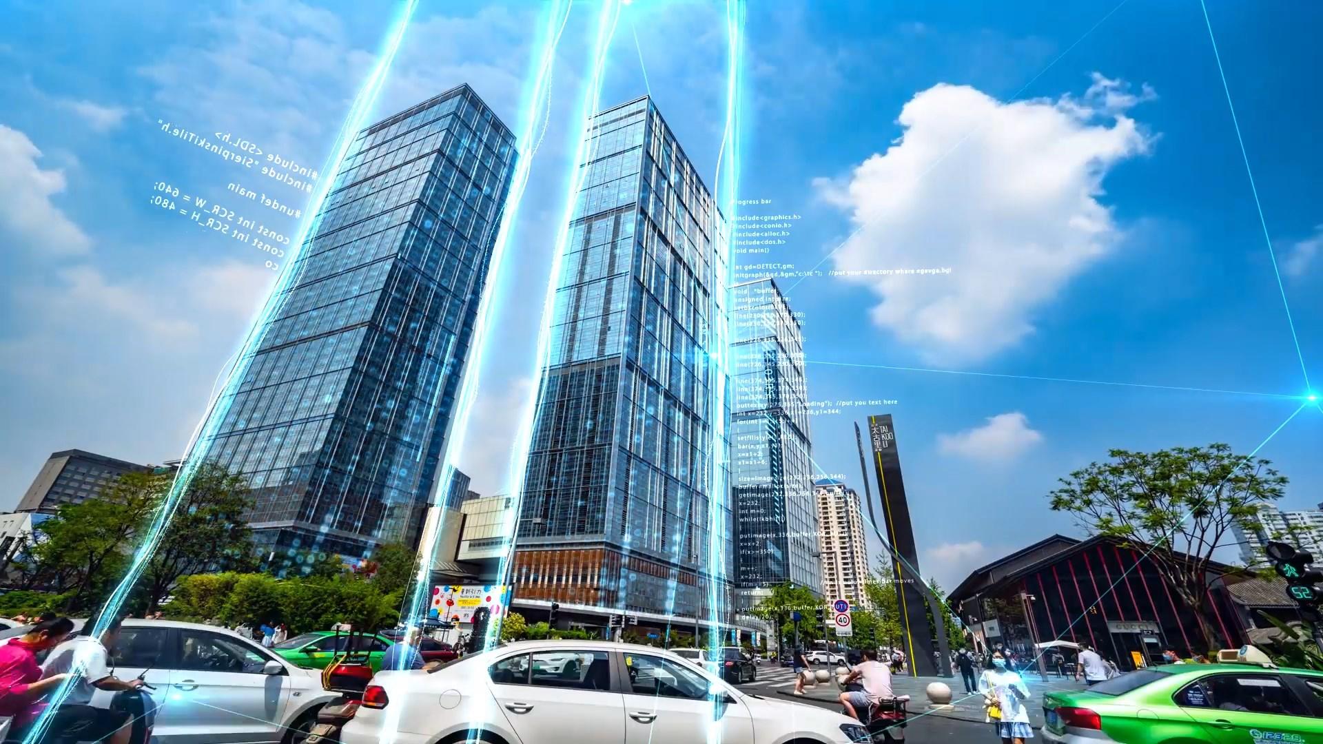 粒子穿梭科技城市智慧城市ae模板视频的预览图