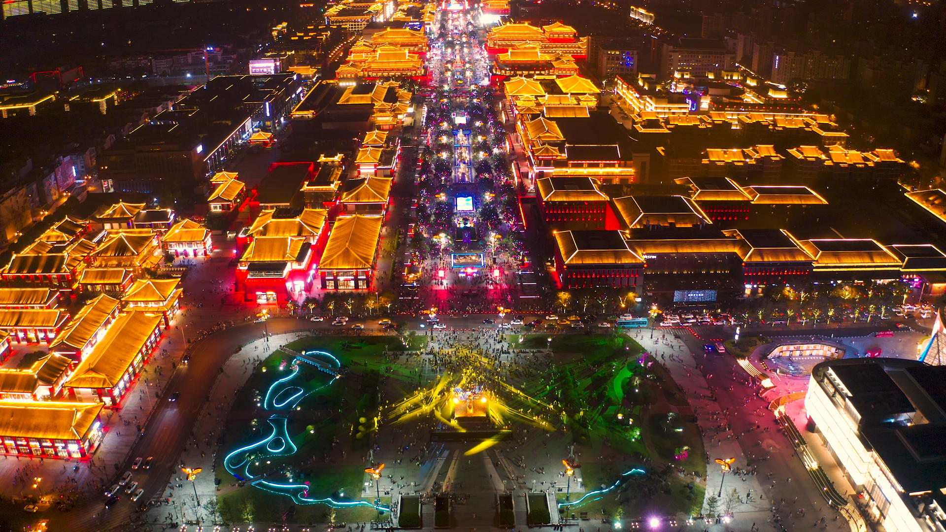 大唐不夜城4K航拍视频的预览图