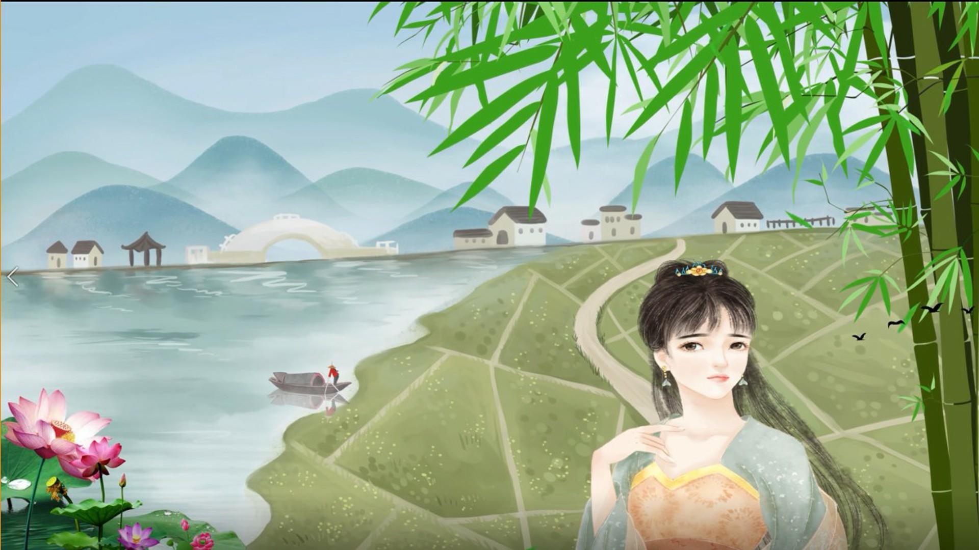 水墨山水古镇背景图视频的预览图