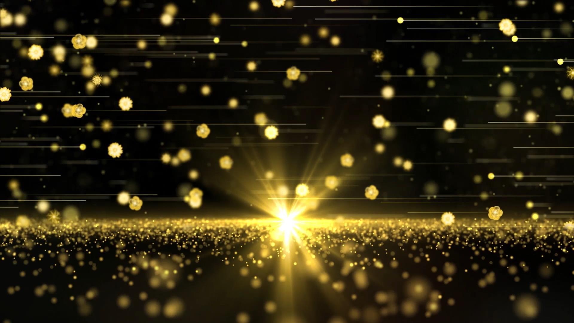金色动态大气光效粒子花朵唯美背景视频素材视频的预览图