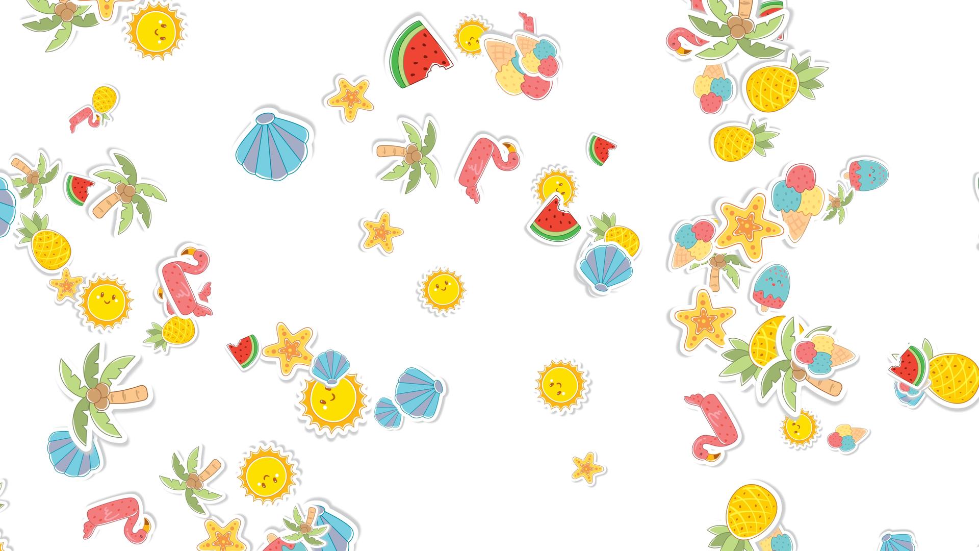 童趣雪糕水果元素动态背景视频的预览图