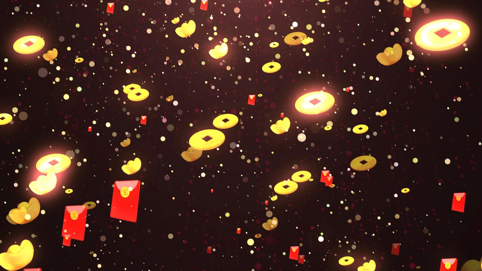 金元宝红包雨粒子带透明通道视频视频的预览图