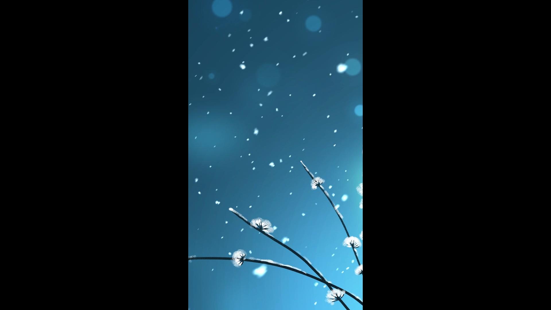 卡通动漫夜晚雪景浪漫背景视频的预览图