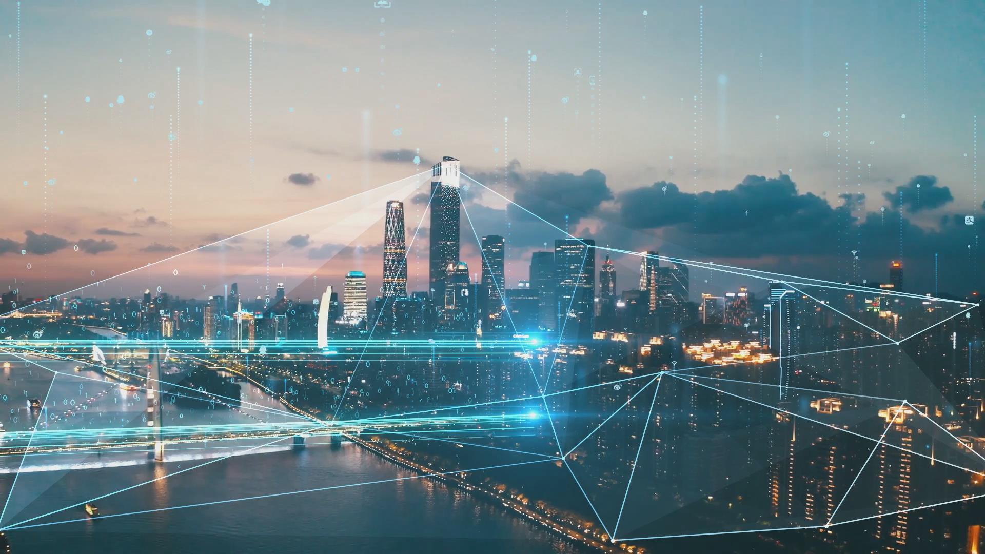 未来科技发展点线粒子城市发展广东2视频的预览图