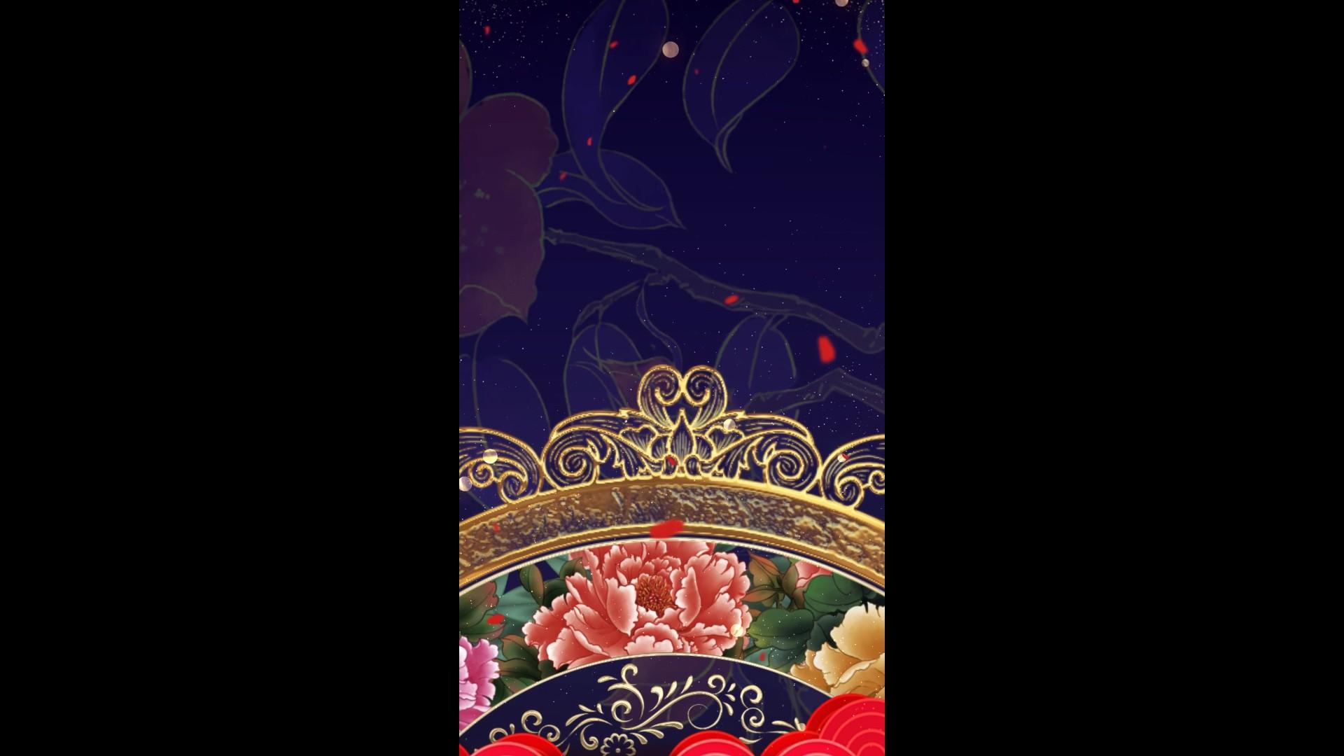 红色花朵国风婚礼喜庆背景视频的预览图
