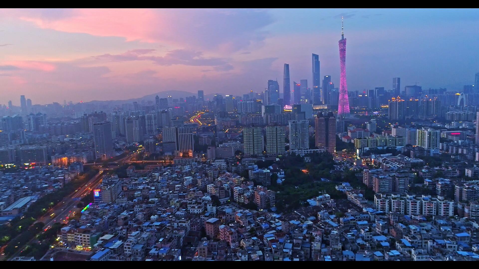 日落余晖广州塔视频的预览图