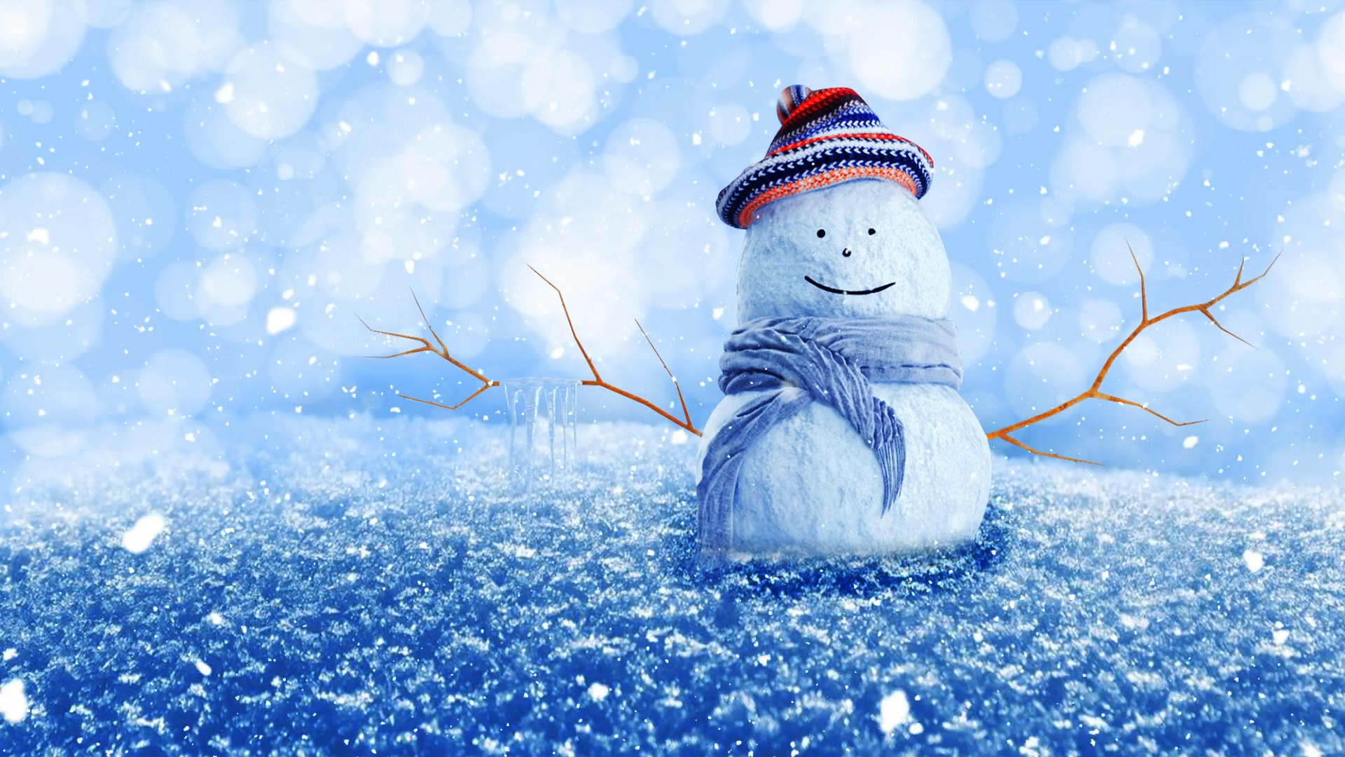唯美的冬季雪人素材视频的预览图