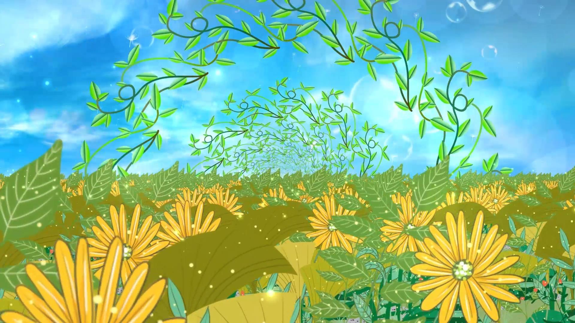 清新动态绿色花海动态唯美绿色温馨背景视频视频的预览图