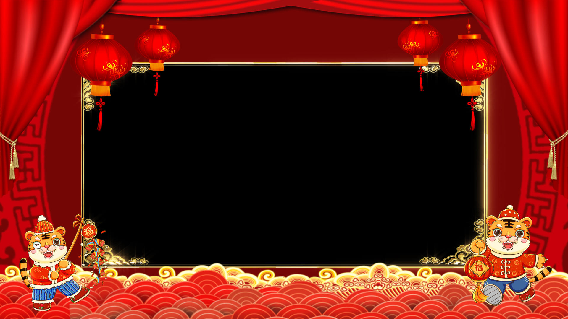 喜庆虎年拜年边框遮罩动画元素视频的预览图
