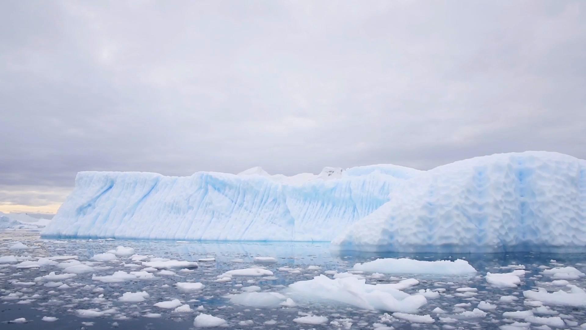航拍南极冰川海面视频的预览图