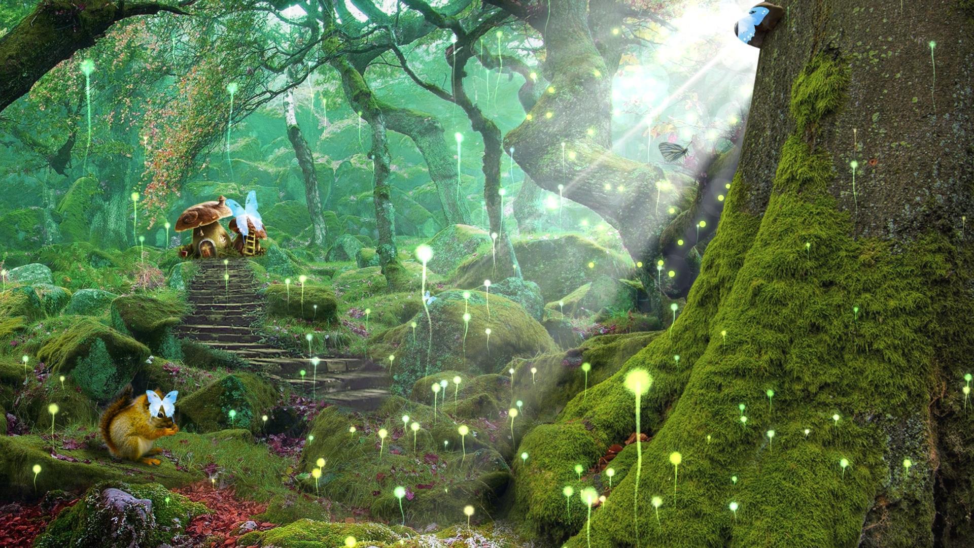 梦幻童话森林动态粒子光效视频背景元素视频的预览图