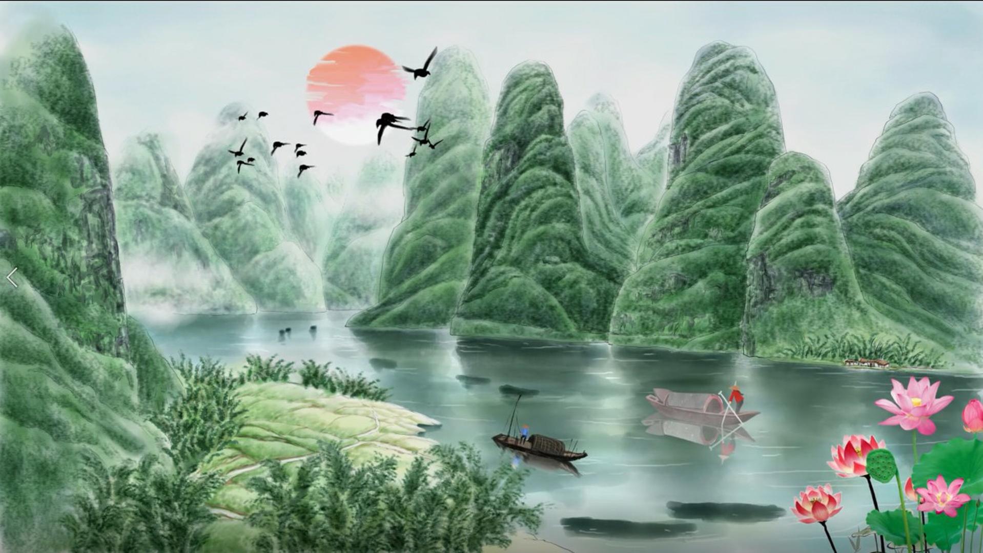 水墨漓江山水背景图视频的预览图