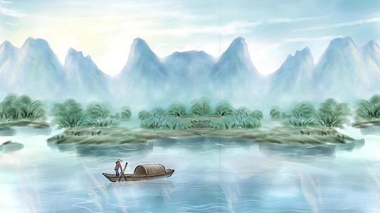 唯美中国风水墨山水画背景视频视频的预览图